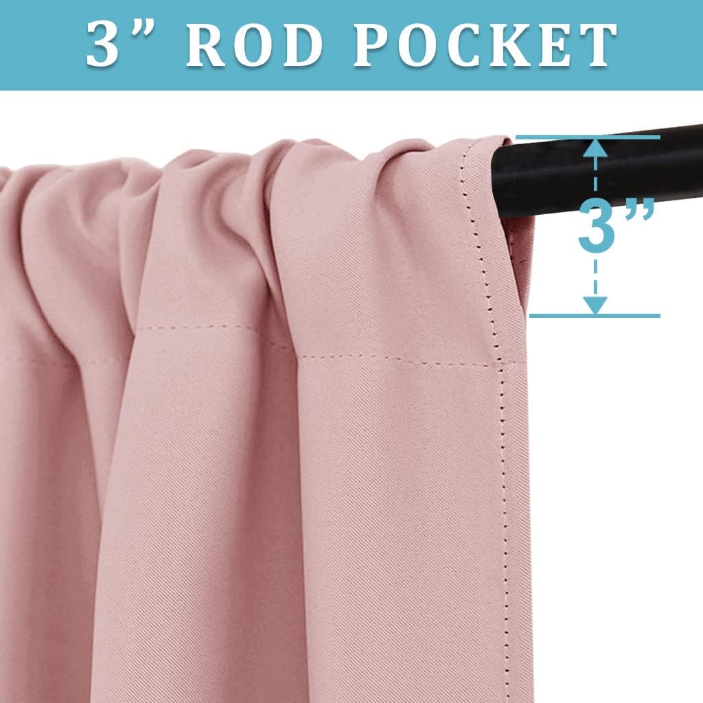 RYB HOME Blackout Curtains for Kitchen, Small Window Curtains Blinds, Thermal Insulating Drapes for Bathroom Cafe Bedroom Small Window, W 29 x L 30 inch, Peach Blush, 2 Panels