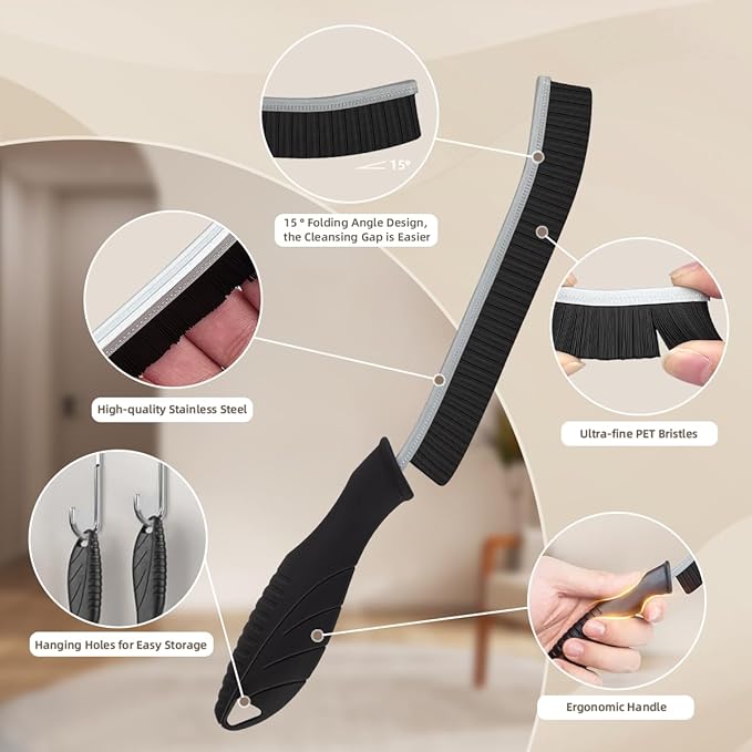 SXhyf Hard Bristle Crevice Cleaning Brush - Multifunctional Gap Cleaning Brush, Bathroom Cleaning Tools, Grout Brush, Crevice Cleaning Supplies for Household Use, Kitchen, Window, Vehicle (6, Black)
