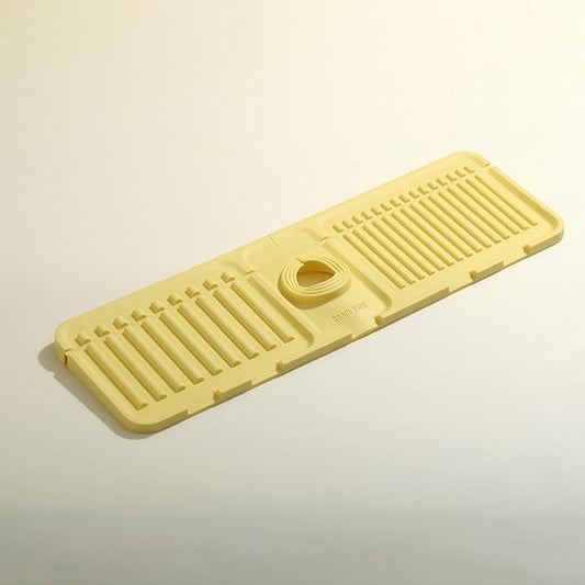Sink Faucet Absorbing Mat,Kitchen Sink Splash Guard Longer Silicone Sink Faucet Mat,Silicone Sink Faucet Mat for Dish Soap Sponge Holder for Bathroom (Yellow,17.5x5.5 Inch)