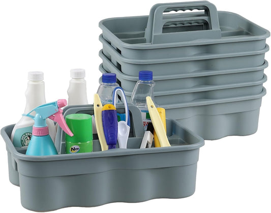 Zopnny Multiuse Caddy Organizer with Handle, Plastic Shower Caddy Basket, Divided Storage Tote Holder for Bathroom, Shower, Cleaning, Kitchen, Office, Dorm (6-Pack)