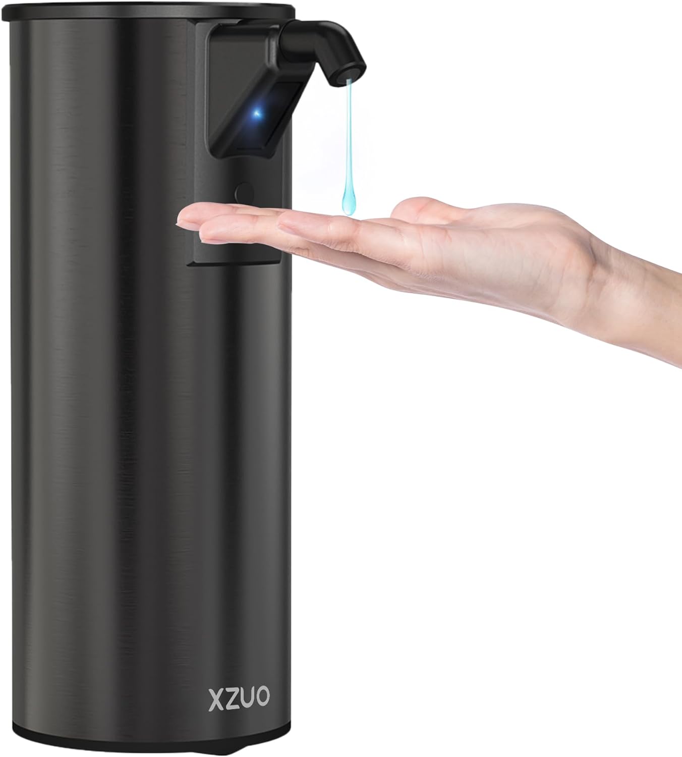 Automatic Soap Dispenser Touchless 11.8oz/350ml Four-Level Adjustable Dispenser Volume，Stainless Steel Material,Battery Powered for Wide Compatibility in Kitchen, Bathroom, Hotel & Office(Black)