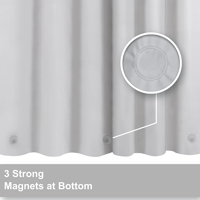 Barossa Design Extra Long Shower Curtain Liner with 3 Magnets - 72" x 84" XL, Waterproof PEVA Lightweight Shower Liner for Bathroom, PVC Free, Metal Grommets - Silver Gray, 72x84