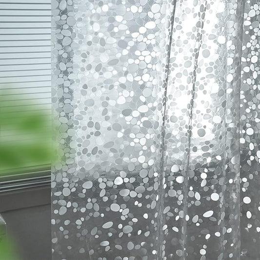 Ga-Geetopia EVA Clear Thin Shower Curtain Liner, Pebble Pattern 72x72 Inch Lightweight Plastic Bathroom Shower Showroom Inner Curtain with Rustproof Metal Grommets and Weighted Magnets(NO Hooks)