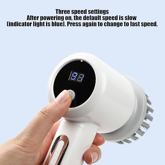 Shower Scrubber,3-Level Electric Adjustable Household Tool with 5 Brush Heads | Bathroom Cleaning Brush - for Bathtub Tile Grout Floor Toilet Kitchen Wall Home Household Apartment Car Baseboard Washin