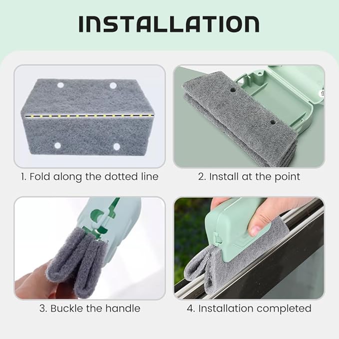 Magic Window Track Cleaner, 2025 New Groove Cleaning Brush Tools Set, Hand-held Window Track Cleaner Brushes Tools for Window lides Gaps Tile Lines Shutter Car Vents (Grey, 3PCS)
