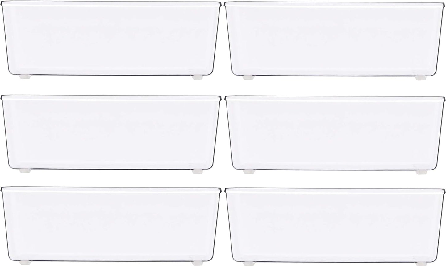 Simple Houseware Clear Drawer Organizer for Office Bin Desk Storage, 3.25"x 6.25", 6 Packs