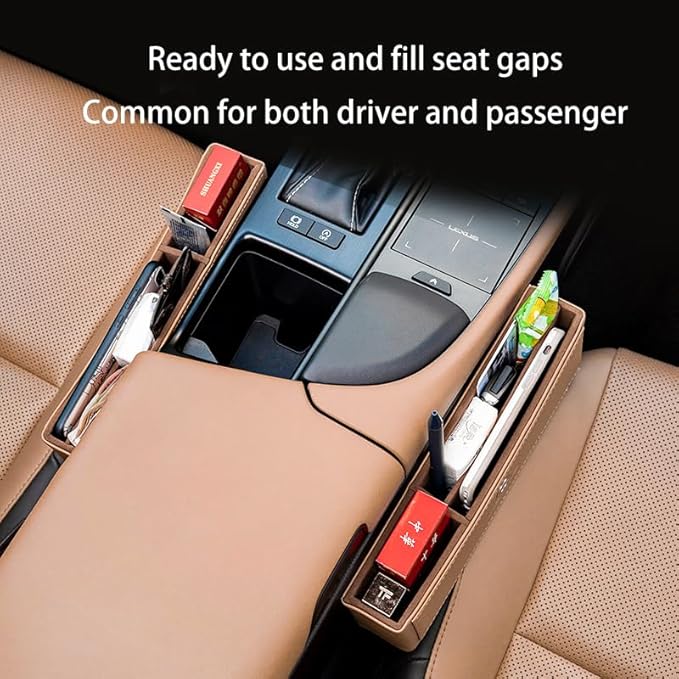 Dragon Art Car specific seat gap filling storage box organizer, male and female interior universal accessories, storage box card slot for cars SUV、 Truck center console organizer (black, 1pack)