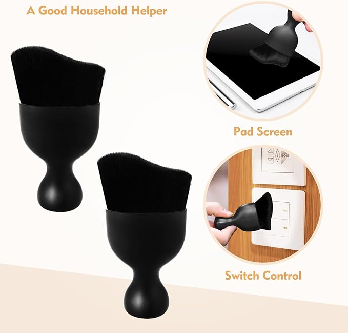 Car Interior Cleaning Brush Car Duster Interior with Ultra Soft Bristles Auto Detailing Brushes Dusting Car Accessories for Dashboard, AC Vents, Leather, Scratch-Free (2Pack_Black)