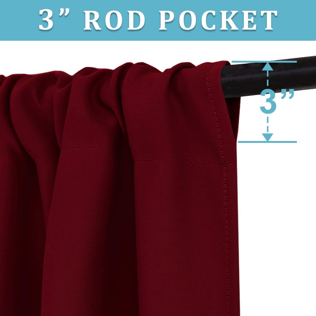 RYB HOME Blackout Curtains 63 inches Long - Energy Saving Insulation Large Window Curtain Blinds for Bedroom Living Room Dining Basement Home Office, W 62 x L 63 per Panel, Burgundy Red, 2 Pcs