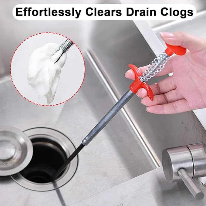 Flexible Claw Grabber Pick up Reacher Tool, Drain Snake Hair Drain Clog Remover Tool Toilet Snakes for Unclogging, Bendable Hose Pickup Reaching Assist for Litter Pick, Home Sink, Toilet (23 Inch)