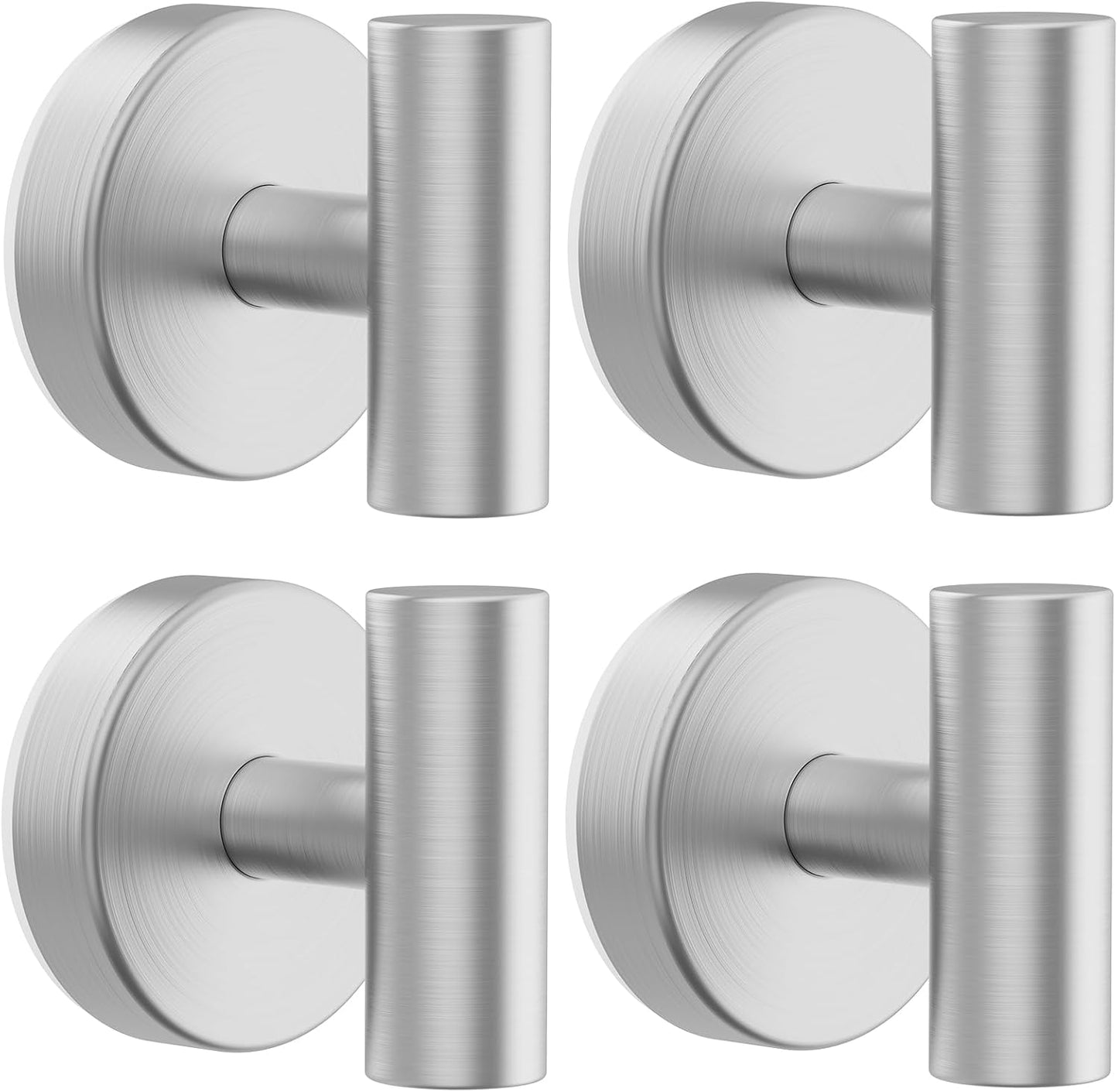 Suction Cup Hooks, Shower Hooks for Inside Shower – Removable Towel Hooks for Bathroom Window Glass Mirror Tile, Bath Robe Looafh Hook for Hanging – Waterproof & Rustproof, Silver(4 Pack)