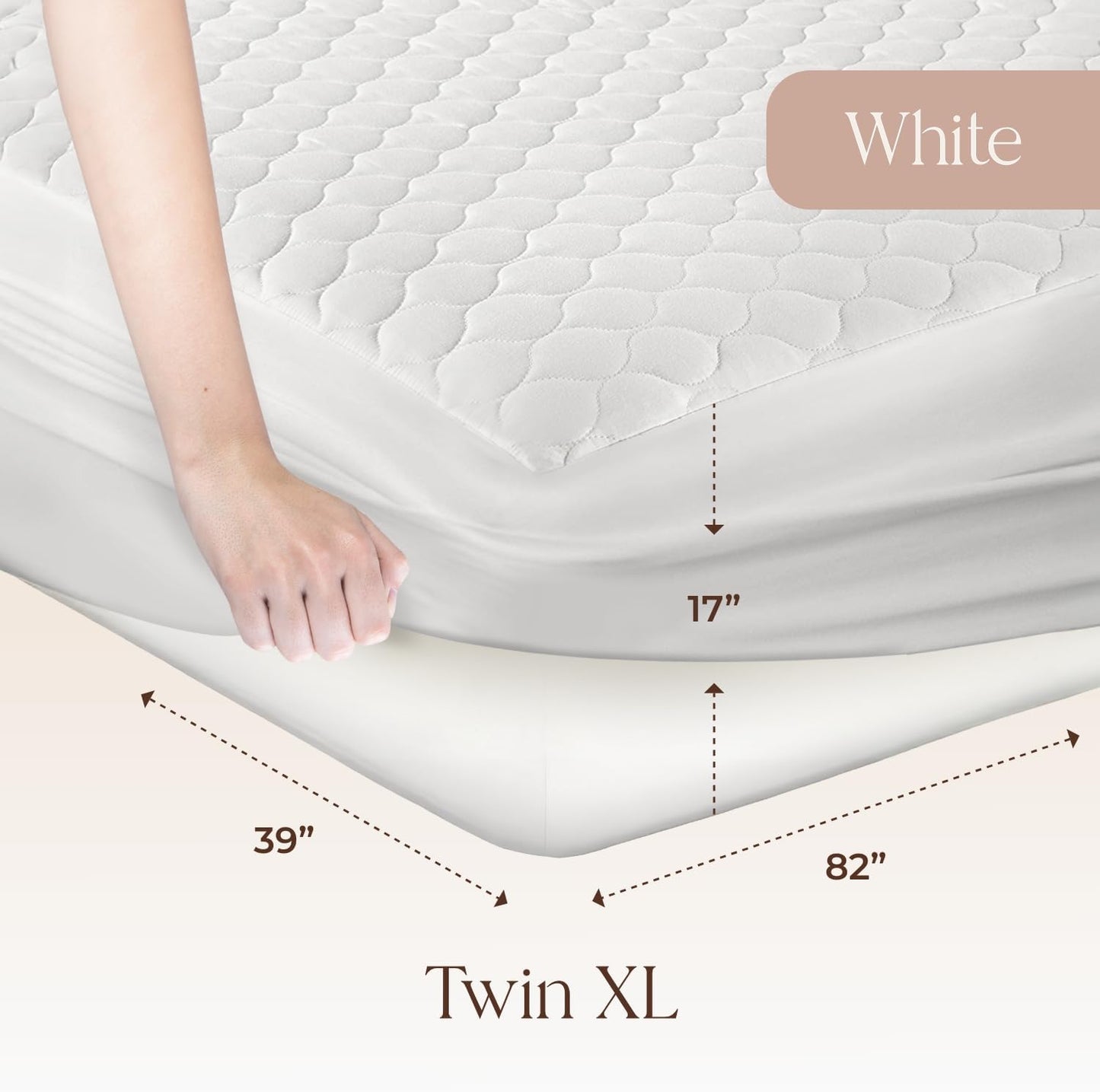 100% Cotton Organic Mattress Pad - Breathable & Cooling Mattress Protector Twin XL Size - Premium 300GSM Quilted and Noiseless Machine Washable Organic Mattress Protector (White, Twin XL)