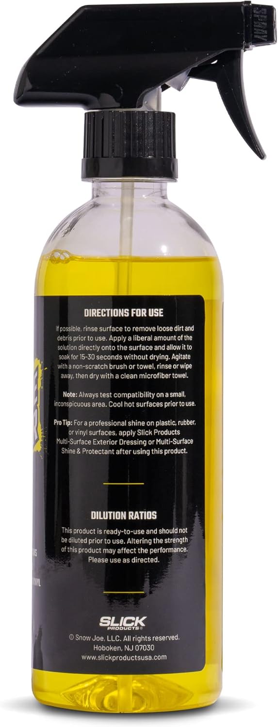 Slick Products All-Purpose Surface Cleaner – Interior & Exterior Vehicle Spray for Plastic, Vinyl, Rubber, Carpet & Upholstery – Ready-to-Use Formula with Fresh Lemon Scent – 16 oz.
