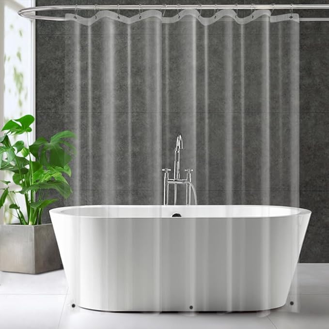 Extra Long Narrow Clear Plastic Shower Curtain Liner - Lightweight 54" x 79" Transparent Bathroom Shower Showroom Curtain Liner with Rustproof Metal Gromments and Weighted Magnet