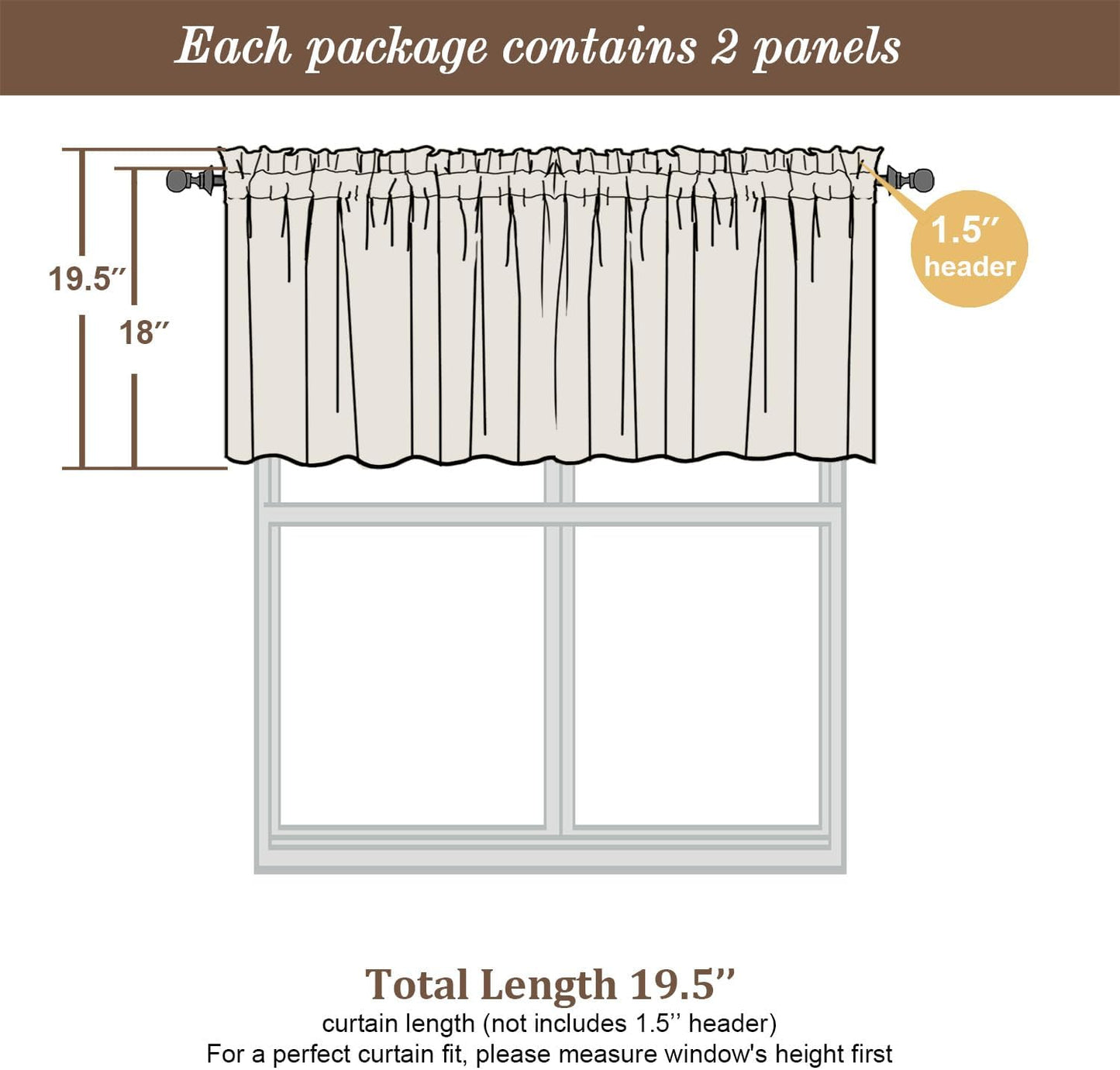Chyhomenyc Sheer White Valances for Windows 2 Pack, Small Window Curtains for Living Room Bathroom Cafe Laundry Basement, Modern Top Dual Rod Pocket Voile Curtain, 42W x 18L inches, White