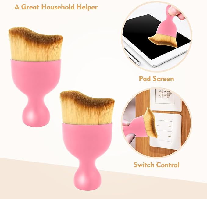 Car Interior Cleaning Brush Car Duster Interior with Ultra Soft Bristles Auto Detailing Brushes Dusting Car Accessories for Dashboard, AC Vents, Leather, Scratch-Free (2Pack_Pink)