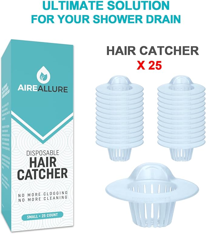 25 Pack, Hair Catcher for Bathroom Sink or Bathtub, White, Small