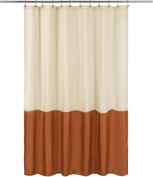 ALYVIA SPRING Waterproof Fabric Shower Curtain Liner - Soft & Light-Weight Cloth Shower Liner, 3 Bottom Magnets, Hotel Quality & Machine Washable - Standard Size 72x72, Cream and Orange