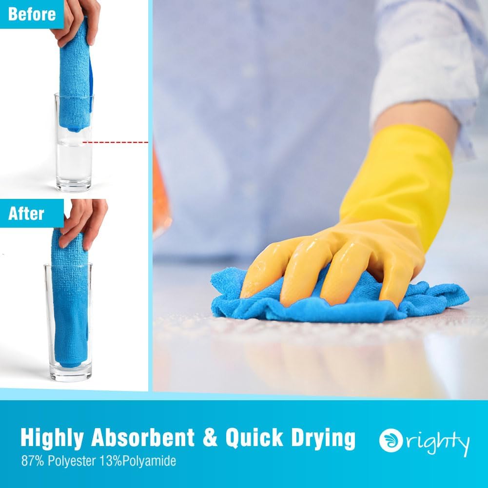 Orighty Cleaning Cloths Bulk, 200 Pack Shop Rags Reusable, Multi-Purpose Shop Towels for Cars, Microfiber Cleaning Rags for Automotive, Mechanic, Kitchen, Lint Free Towels 11.5’’ x 11.5’’, Blue