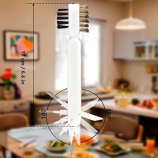 2 Pcs Deep Gas Stove Wire Brushes 4-in-1 Metal Kitchen Cleaning Wire Brush Small Brass/Nylon Brushes for Cleaning Gas Stove Range Hood Pot Pan Paint/Rust/Dirt