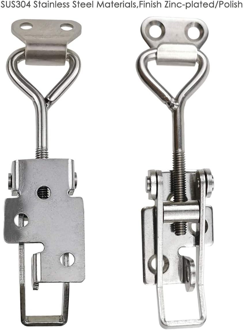 Adjustable Latch Buckle Cabinet Boxes Lever Handle Toggle Catch Latch Lock,Silver,Adjustable Range:75-95mm,2 Pcs