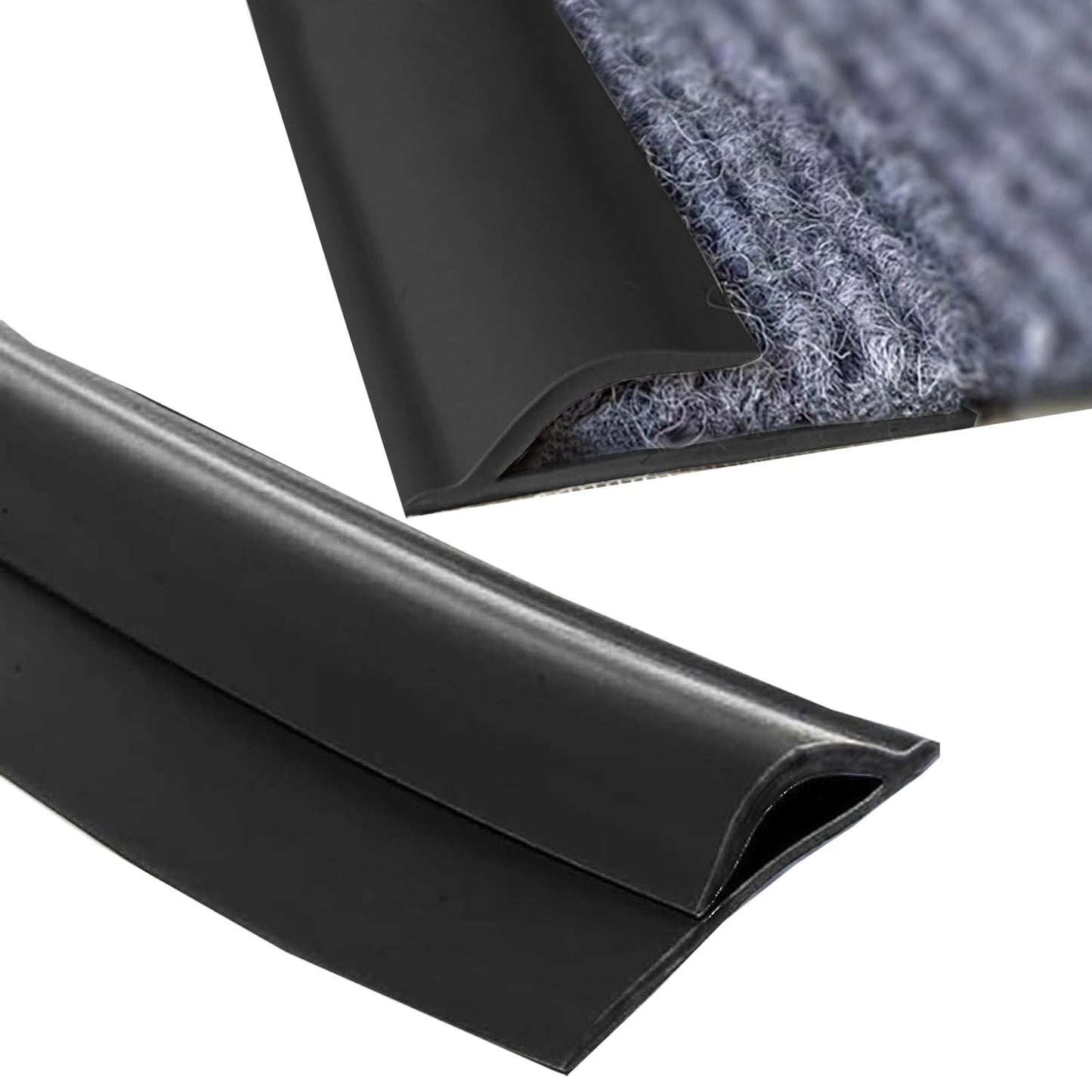 Self Adhesive Carpet Transition Strip with Edge Trim, Designed for Seamless Transitions from Carpet to Tile or Vinyl Floors, Perfect for Doorways.(Black,50ft)