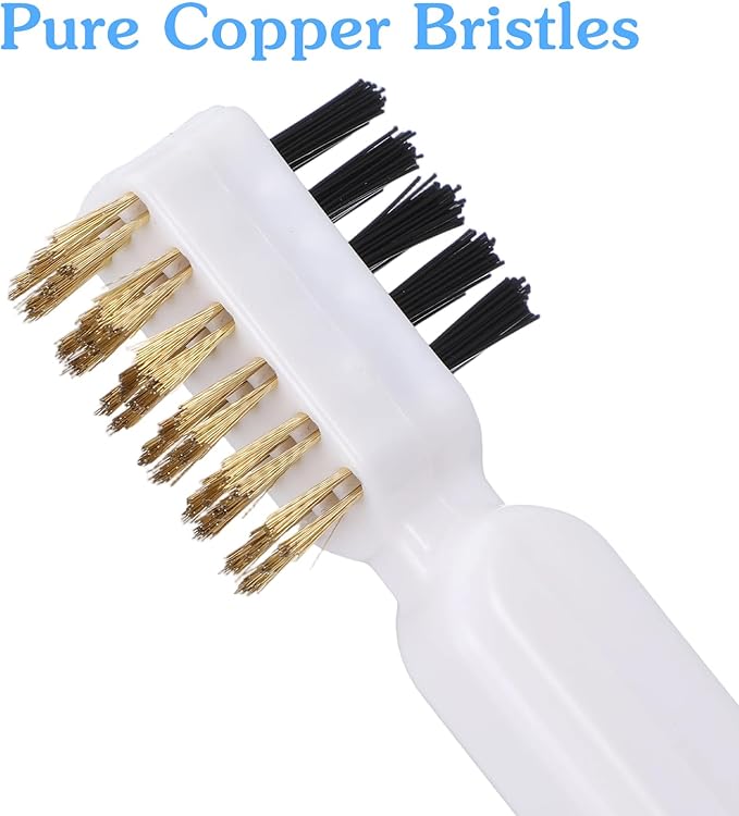 2 PCS Gas Stove Cleaner Brush, Kitchen Cleaning Scrub Brush with Stiff Bristles & Cooktop Scraper Deep Gas Stove Top & Cooktop Scraper for Pot Pan Range Hood Grease Grime