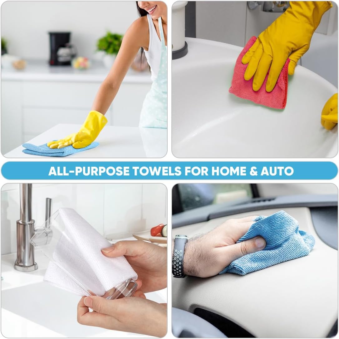 AIDEA Microfiber Cleaning Cloth White, Shop Rags 330 Sheets(6 Roll), Towels for Cars, Tear Away Reusable Paper Towels, Kitchen Towels Cleaning Rags for Automotive, Mechanic, Workshops, House, 11×9"