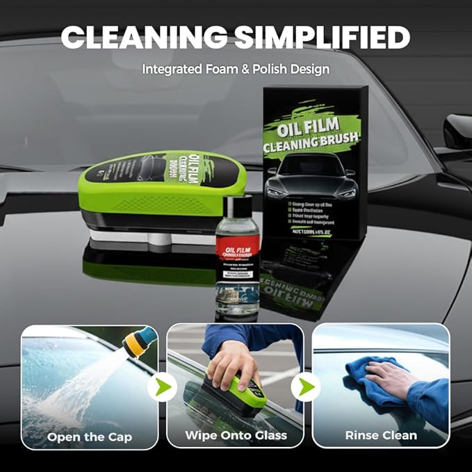 Automotive Oil Film Cleaning Brush,Glass Cleaner, Car Windshield Cleaner, 150ml Automotive Oil Film Cleaning Brush - Preserve Clarity, Immediately See the Effects (1PCS)