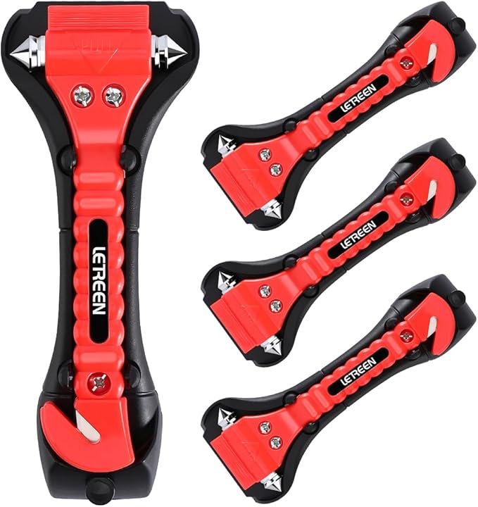 4 PCS Car Window Breaker, 2-in-1 Window Breaker Seatbelt Cutter, Glass Breaker Car Safety Hammers, Auto Car Escape Tool, Emergency Glass Hammer, Window Punch Breaker Tool