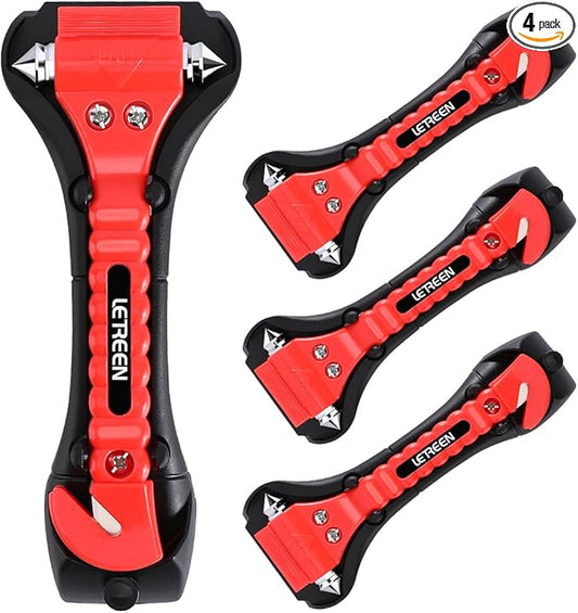 4 PCS Car Window Breaker, 2-in-1 Window Breaker Seatbelt Cutter, Glass Breaker Car Safety Hammers, Auto Car Escape Tool, Emergency Glass Hammer, Window Punch Breaker Tool