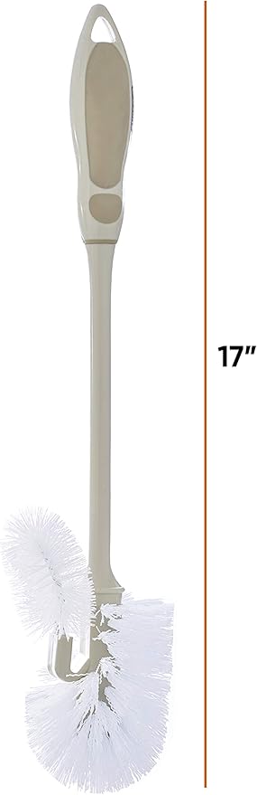 Toilet Bowl Brushes with Lip Beige, Multi Pack Toilet Brush Scrub Under Rim, Bathroom Cleaner Scrubber, Heavy Duty Bristles Scrub Brush (3)
