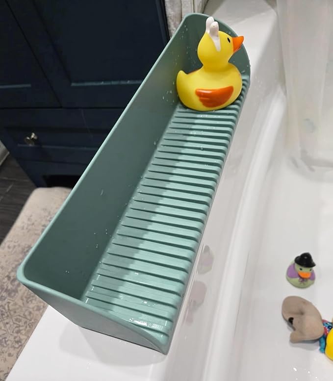 2 Pack Bathtub Splash Guard for Tub - Silicone Tub Water Splash Guard with 4 Suction Cups, Bath Toy Holder, Tub Play Shelf for Kids, Bathtub Side Splash Guard Tray, Toddler Bathroom Essentials, Aqua