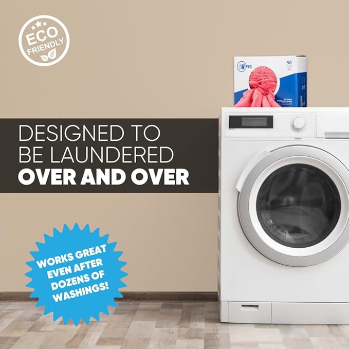 Microfiber Wholesale Shop Towels MWipes Reusable Red Shop Rags | 50 Rags in a Box (400 Count) | Super Absorbent, Machine Washable Hundreds of Times | Automotive, Paint, Industrial, Detailing