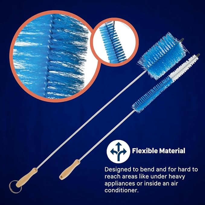 Universal Appliance Brush Set PM14X10056 – Flexible 2-Piece Brush Set for Refrigerators, Dryers, HVAC & Hard-to-Reach Areas