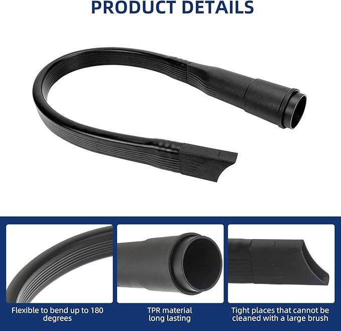 25" Flexible Vacuum Crevice Attachment Tool Vacuum Vacuum Attachment for Vacuum Hoses All 1-1/4" or 1-3/8" (32mm - 35mm) Vacuum Accessories Vacuum Flat Slot Nozzle Interface