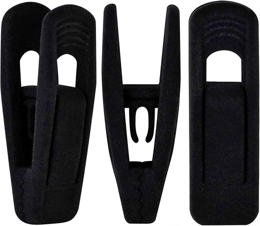 Black Velvet Hangers Clips 20 PCS, Non-Slip Velvet Clips for Suit Pant Skirt Hanger, Strong Finger Clips Perfect for Thin Flocking Hangers