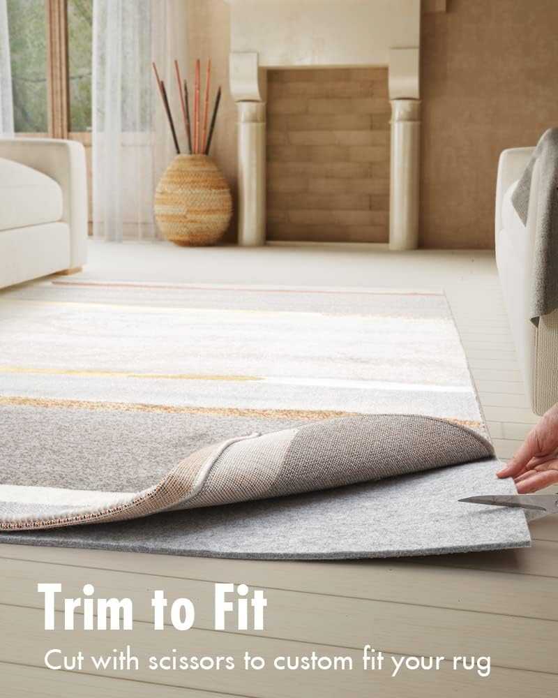 Non Slip Rug Pad Gripper - 2.6x12 Feet 1/8” Extra Thick Felt Under Rug for Runner Rugs and Hardwood Floors,Super Cushioned Non Skid Carpet Padding