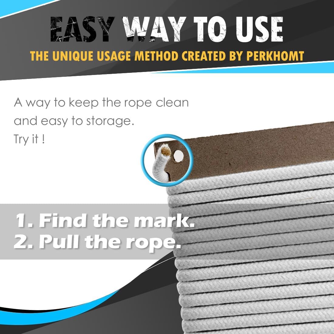 PerkHomy 500lb Cotton Rope 3/16" (5mm) 50 ft Multi Purpose Utility Diamond Braided Cord, Natural Cotton for Clothes Line Camping Crafting Flag Pole, Sky Blue