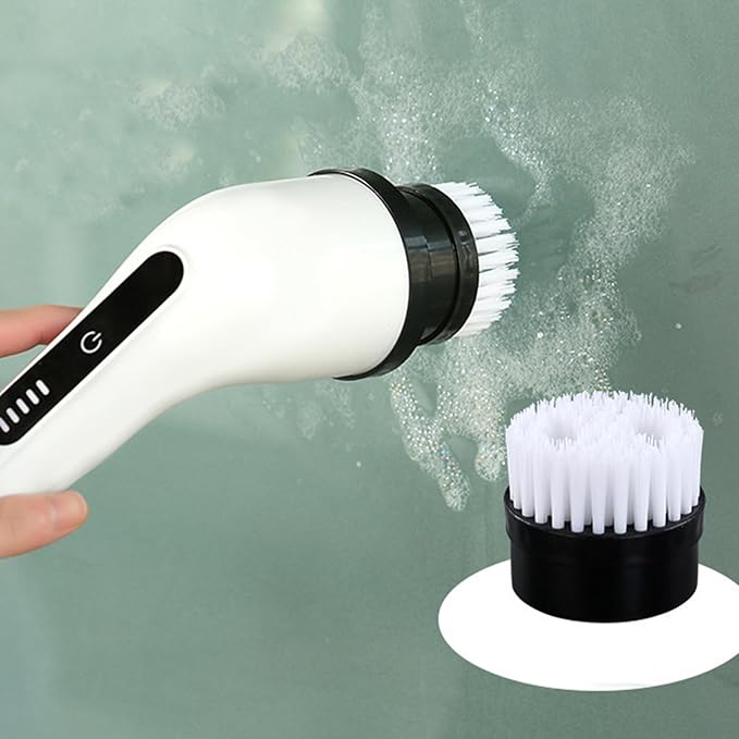 Electric Cleaning Brush, Long Handle Cordless Cleaning Scrubber, Strong Stains Remover, for Bathroom Kitchen Sink Toilet Bathtub Floor Tile Grout Glass Window