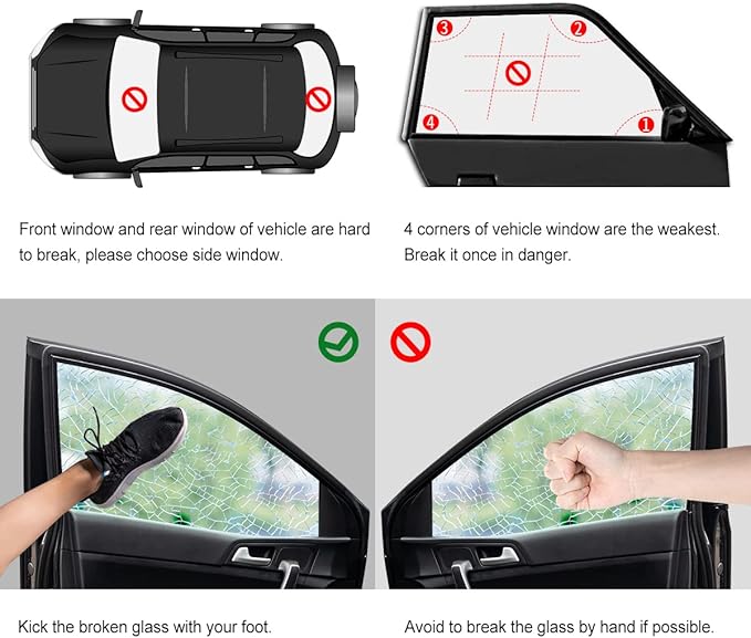 4 PCS Car Window Breaker, LETREEN 2-in-1 Window Breaker Seatbelt Cutter, Glass Breaker Car Safety Hammers, Auto Car Escape Tool, Emergency Glass Hammer, Window Punch Breaker Tool
