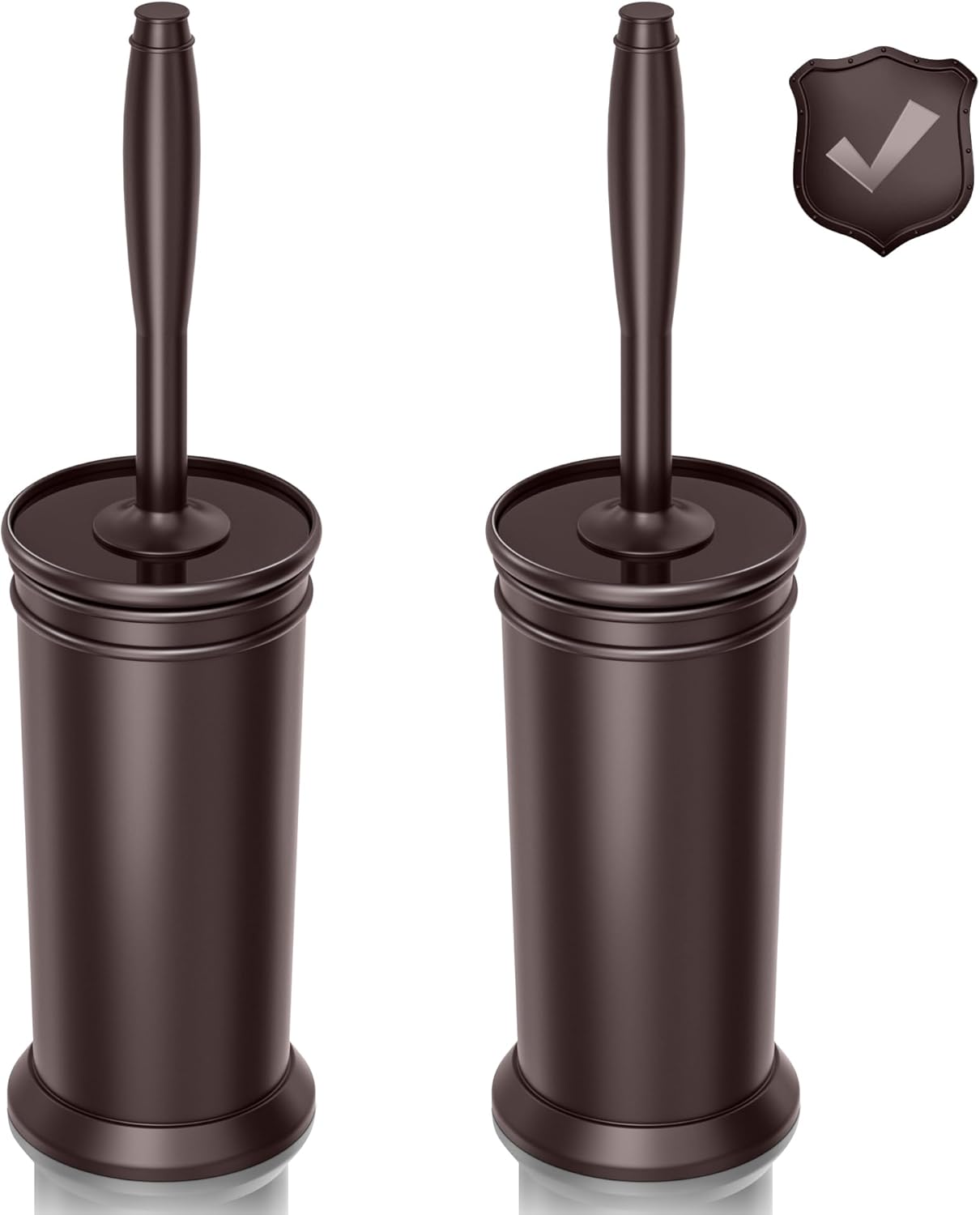 UPTRONIC Toilet Brush, Aluminum Alloy Toilet Brush and Holder Set with Extra Long Handle Durable Bristles Toilet Bowl Brush and Covered Holder for Toilet Scrubber for Bathroom Cleaning