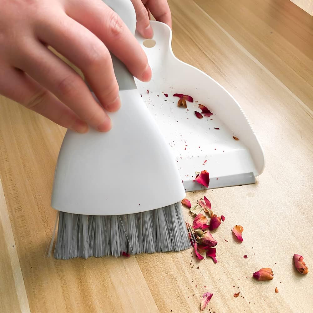 Small Dust Pan and Brush Broom - Dust Pan and Brush Set, Small Dustpan and Brush Set, Hand Broom and Dustpan Set, Dustpan with Brush, Dustpan and Brush Set is Daily Clean Tool for Family. （Gray 2 Set）