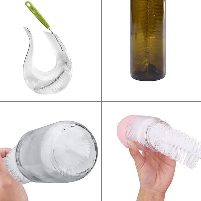 Long Bottle Brush, 17 in Bendable Cleaner Brushes for Cleaning Neck Beer Bottles, Wine, Baby Bottles, Water Bottles, Tumblers, Flask, Bird Feeder, Vase, Pipes and Brewing Supplies 7 Pack