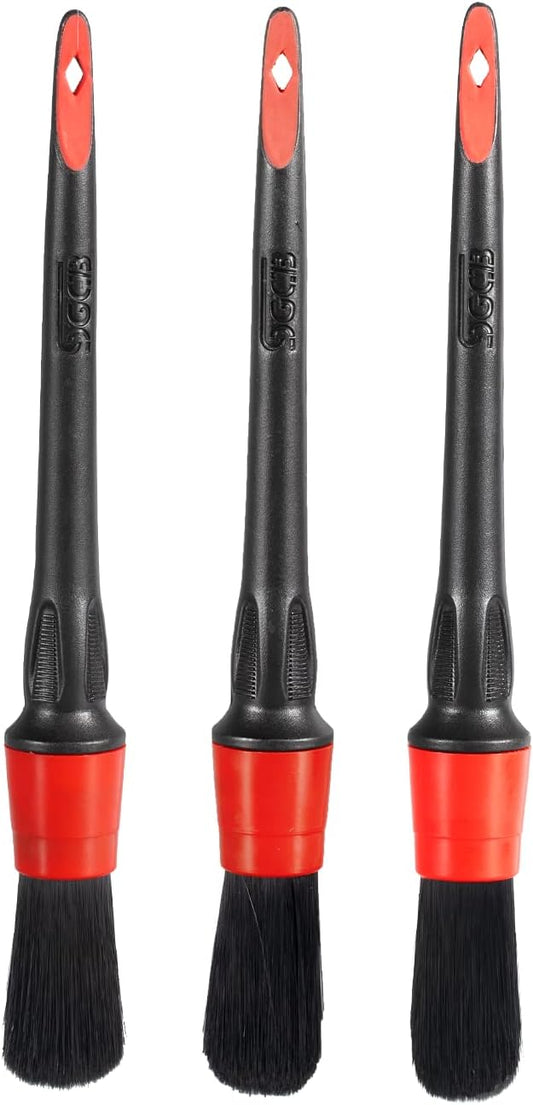 SGCB 3 Pcs Pro Soft Car Detailing Brush Set - Microfiber Polyester Detail Brush Auto Cleaning Brush Wet & Dry Use Anti-Chemical Scratch Free Car Cleaning for Interior Leather Dashboard Air Vent Wheel