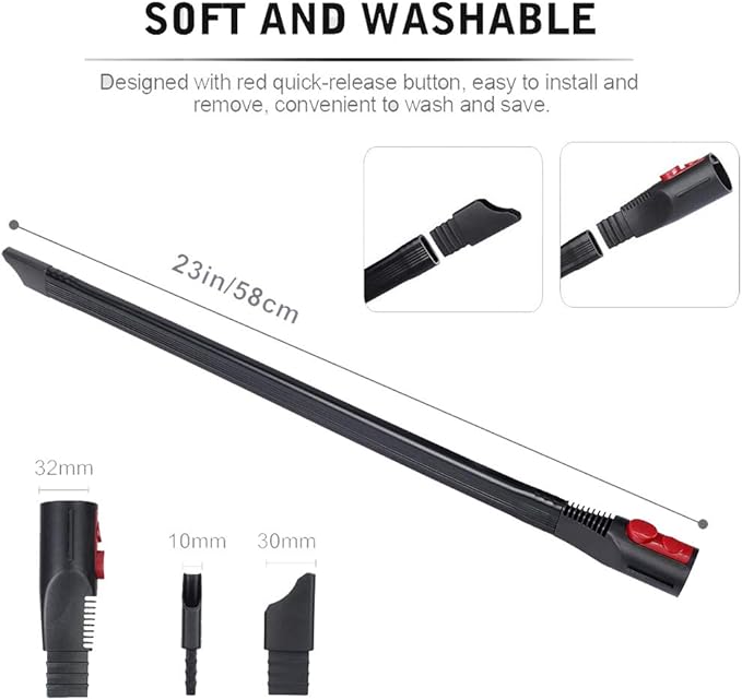 Flexible Extension Crevice Tool Compatible with Dyson V11 V10 V8 V7 Vacuum Cleaner with Quick Release Attachment Universal Tool Adapter Converter