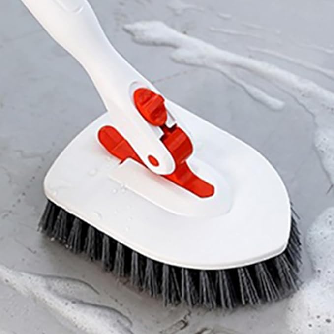 Shower Floor Scrubber Brush Set with 3-Section Handle, Stiff Bristle Tile Corner Brush, Fiber Cloth with Base Scrubbing Pad for Bathroom Tile and Grout Cleaning