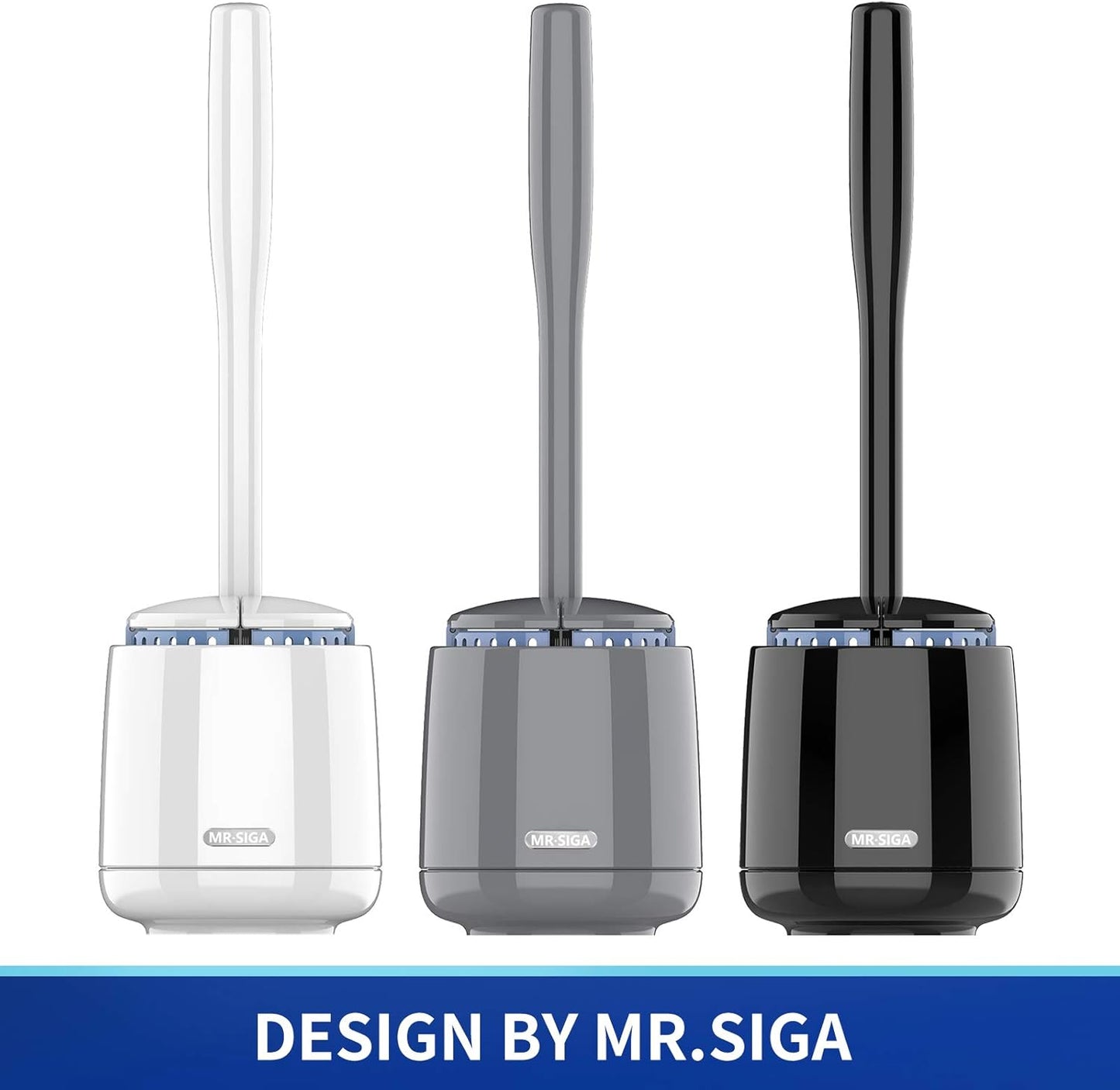 MR.SIGA Toilet Bowl Brush and Holder, Premium Quality, with Solid Handle and Durable Bristles for Bathroom Cleaning, White, 1 Pack