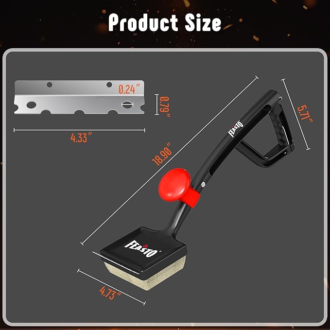 Grill Brush with Steam and 2 Replacement Brush Heads, 6-in-1 Bristle-Free with Interwoven-Tech & Thermal-Sensitive Sponge, Stainless Steel Scraper, 360° Rotating Knob, Bottle Opener