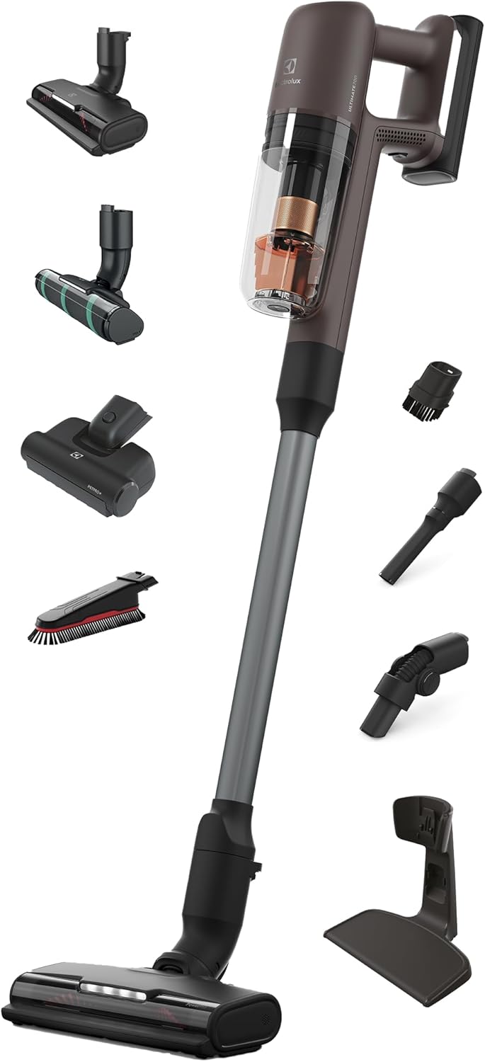 Electrolux Ultimate700 Complete Home Cordless Stick Vacuum with 3 Specialized Nozzles (Multi-Surface, Hard Floor & Pet), 50-Minute Run Time, 4 Power Modes, Walnut Brown